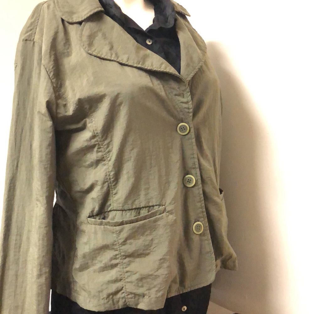 Indige Olive Green 3-Button Lightweight Peplum  Jacket Size M - Picture 10 of 12